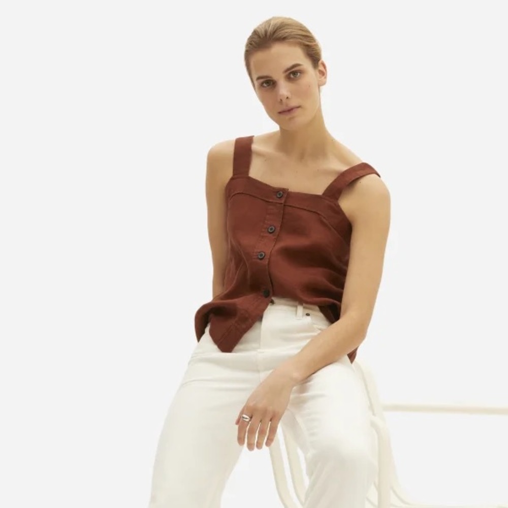 Everlane Linen Picnic Top in Rosewood